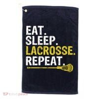 Eat Sleep Lacrosse Repeat Sports Team Game Gift Golf Towel thumb 0