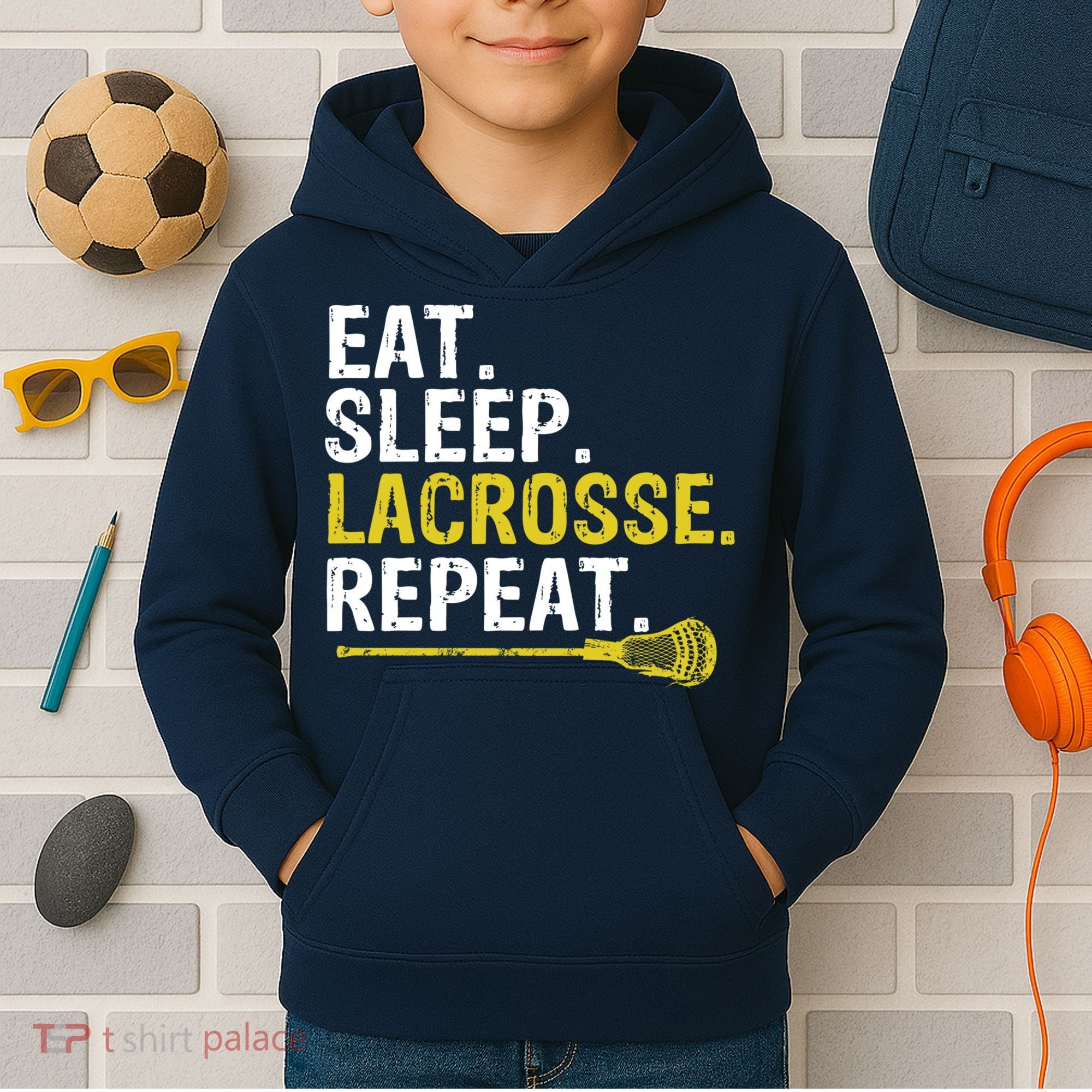 Eat Sleep Lacrosse Repeat Sports Team Game Gift Kids Hoodie