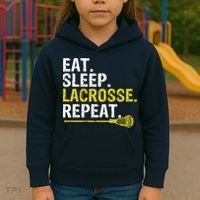 Eat Sleep Lacrosse Repeat Sports Team Game Gift Kids Hoodie thumb 3