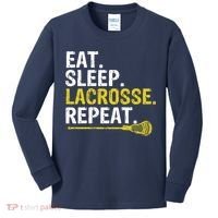 Eat Sleep Lacrosse Repeat Sports Team Game Gift Kids Long Sleeve Shirt thumb 0