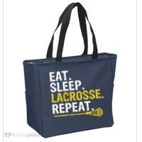 Eat Sleep Lacrosse Repeat Sports Team Game Gift Tote Bag thumb 2