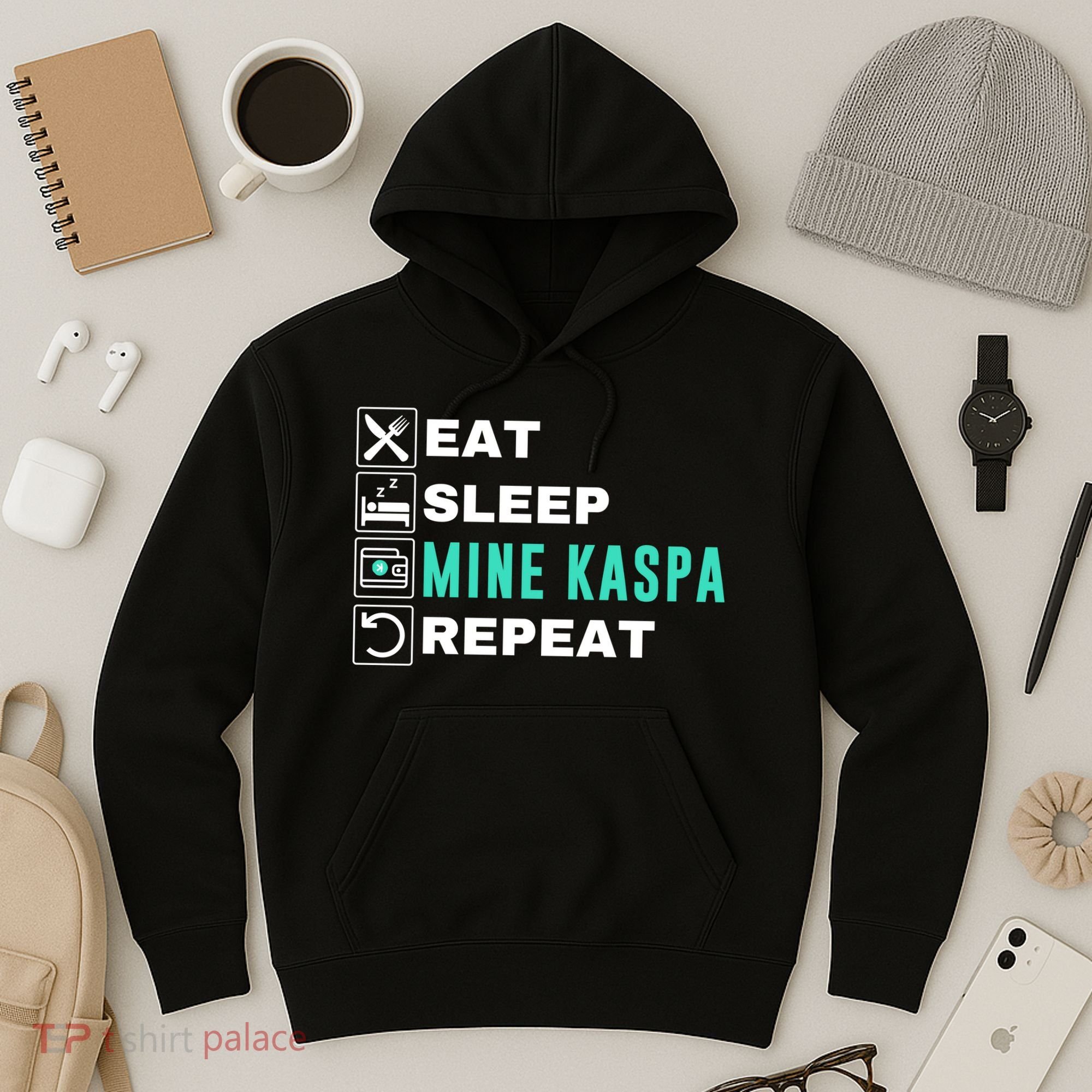 Eat Sleep Mine Kaspa Crypto Kaspa Mining Kaspa Crypto Miner Kaspa To The Moon Hoodie