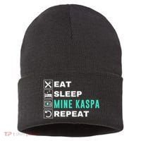Eat Sleep Mine Kaspa Crypto Kaspa Mining Kaspa Crypto Miner Kaspa To The Moon Sustainable Knit Beanie thumb 0