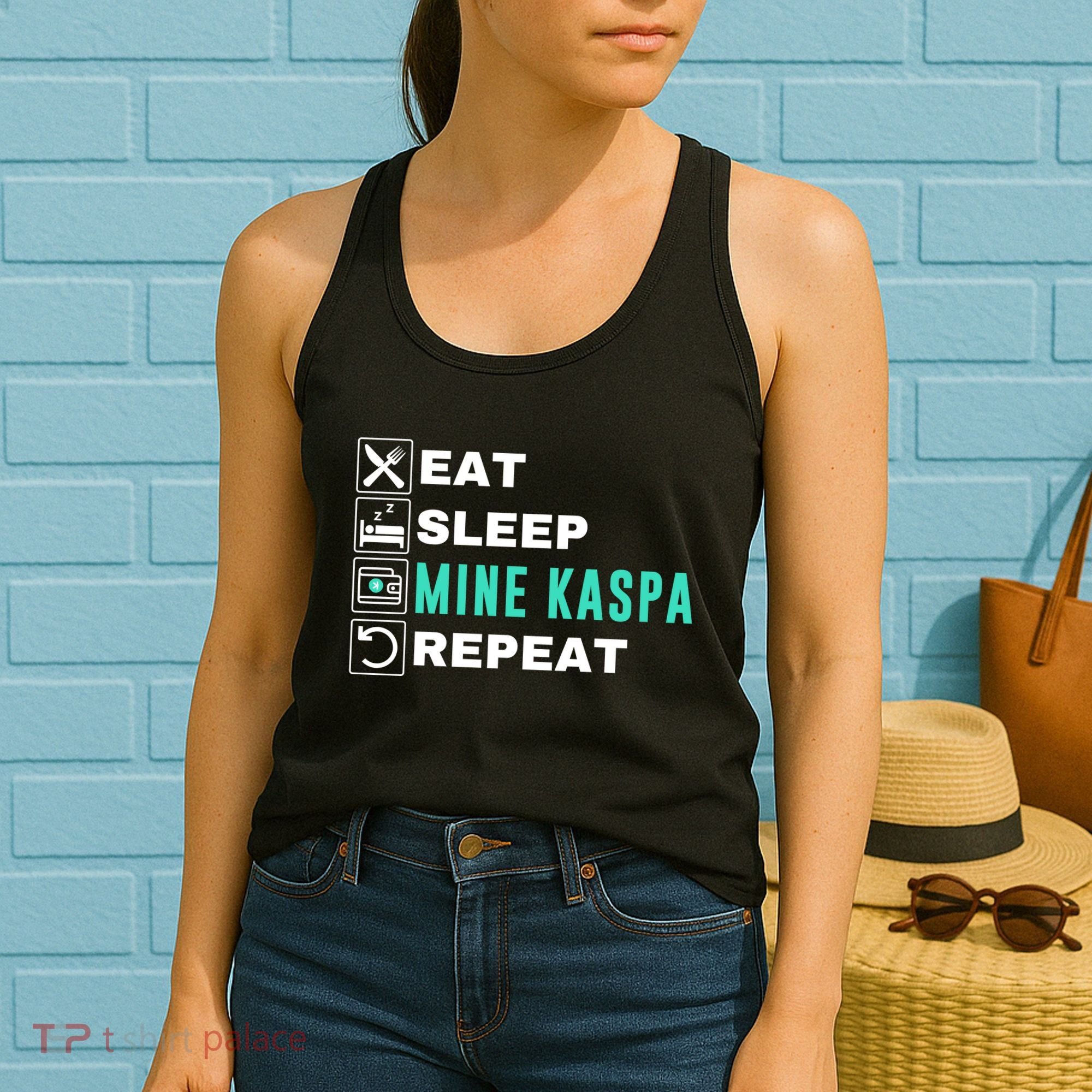 Eat Sleep Mine Kaspa Crypto Kaspa Mining Kaspa Crypto Miner Kaspa To The Moon Women's Tank Top