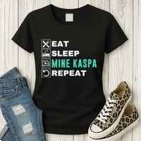 Eat Sleep Mine Kaspa Crypto Kaspa Mining Kaspa Crypto Miner Kaspa To The Moon Women's T-Shirt thumb 3