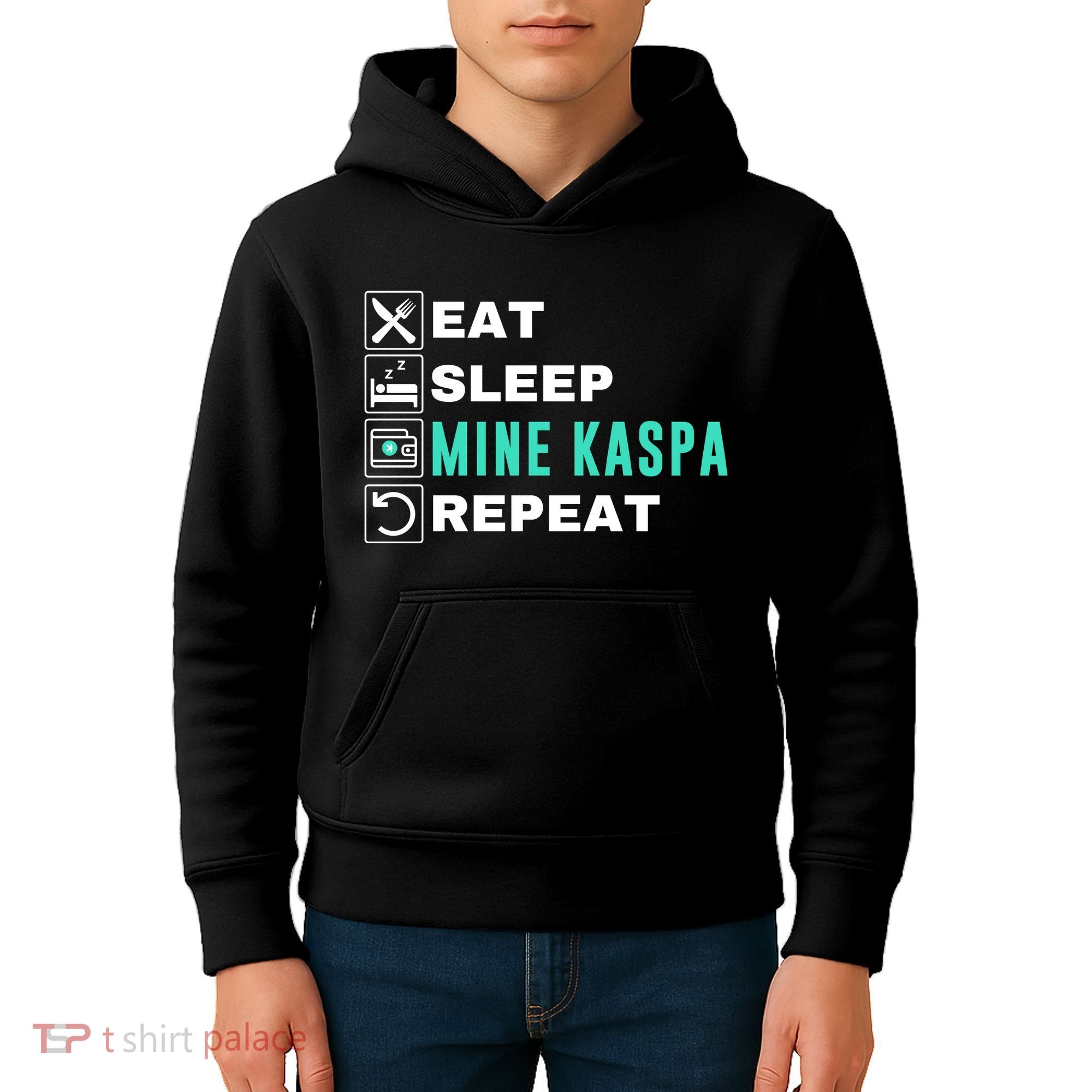 Eat Sleep Mine Kaspa Crypto Kaspa Mining Kaspa Crypto Miner Kaspa To The Moon Kids Hoodie