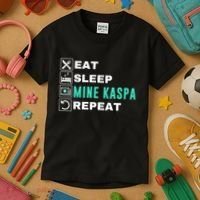 Eat Sleep Mine Kaspa Crypto Kaspa Mining Kaspa Crypto Miner Kaspa To The Moon Kids T-Shirt thumb 3