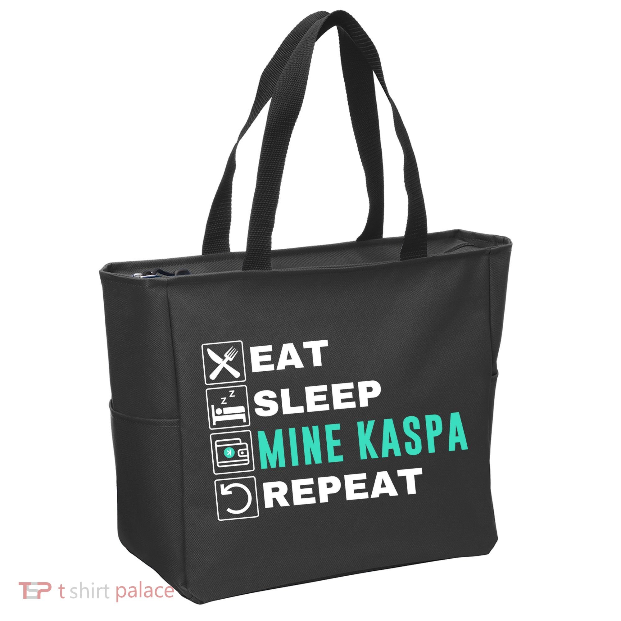 Eat Sleep Mine Kaspa Crypto Kaspa Mining Kaspa Crypto Miner Kaspa To The Moon Tote Bag