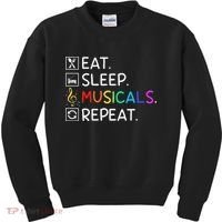 Eat Sleep Musicals Repeat Broadway Theater Novelty Kids Sweatshirt thumb 0