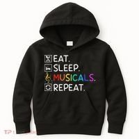 Eat Sleep Musicals Repeat Broadway Theater Novelty Kids Hoodie thumb 0