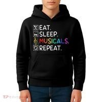 Eat Sleep Musicals Repeat Broadway Theater Novelty Kids Hoodie thumb 4