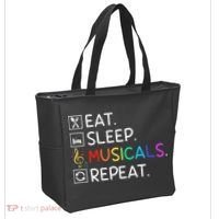 Eat Sleep Musicals Repeat Broadway Theater Novelty Tote Bag thumb 2