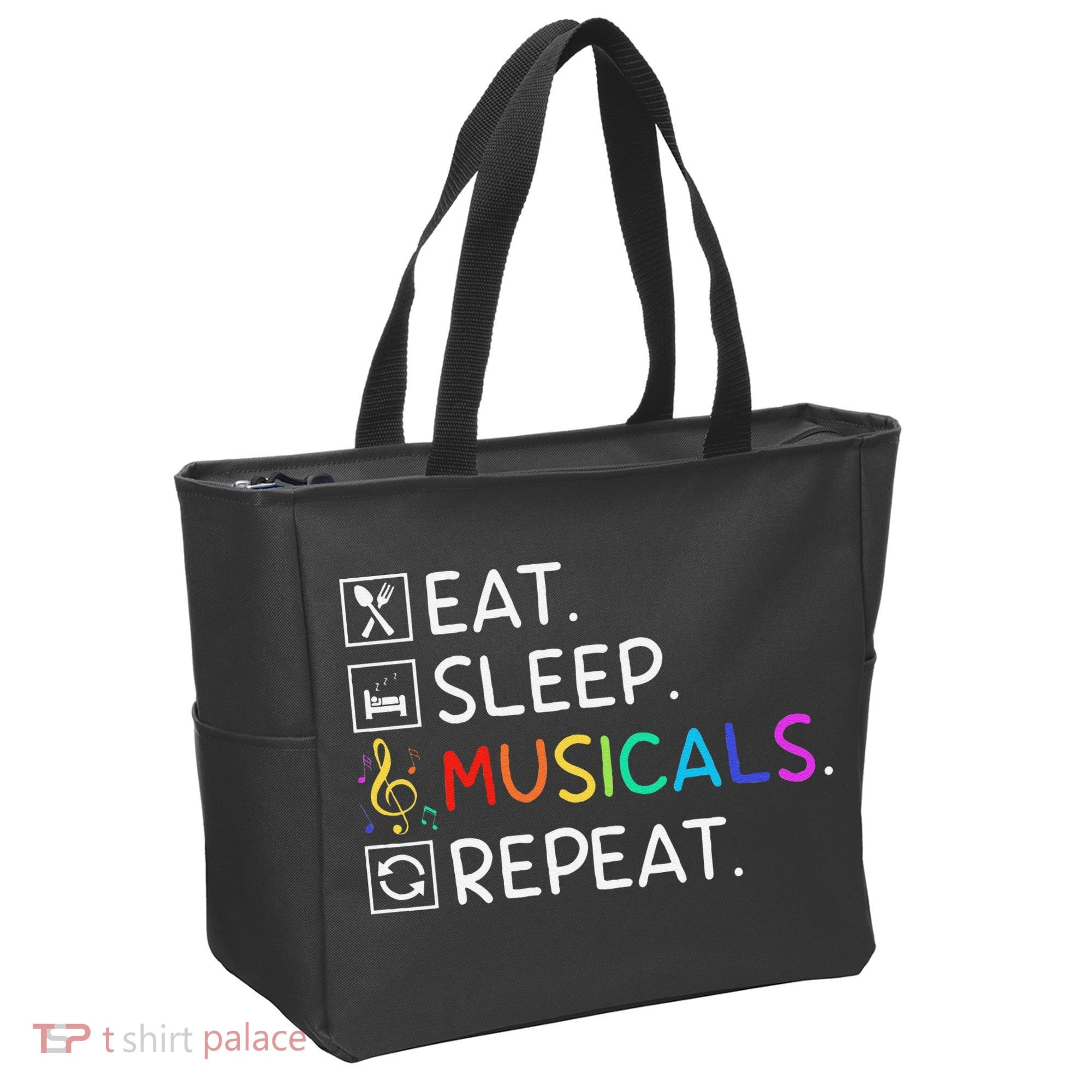 Eat Sleep Musicals Repeat Broadway Theater Novelty Tote Bag
