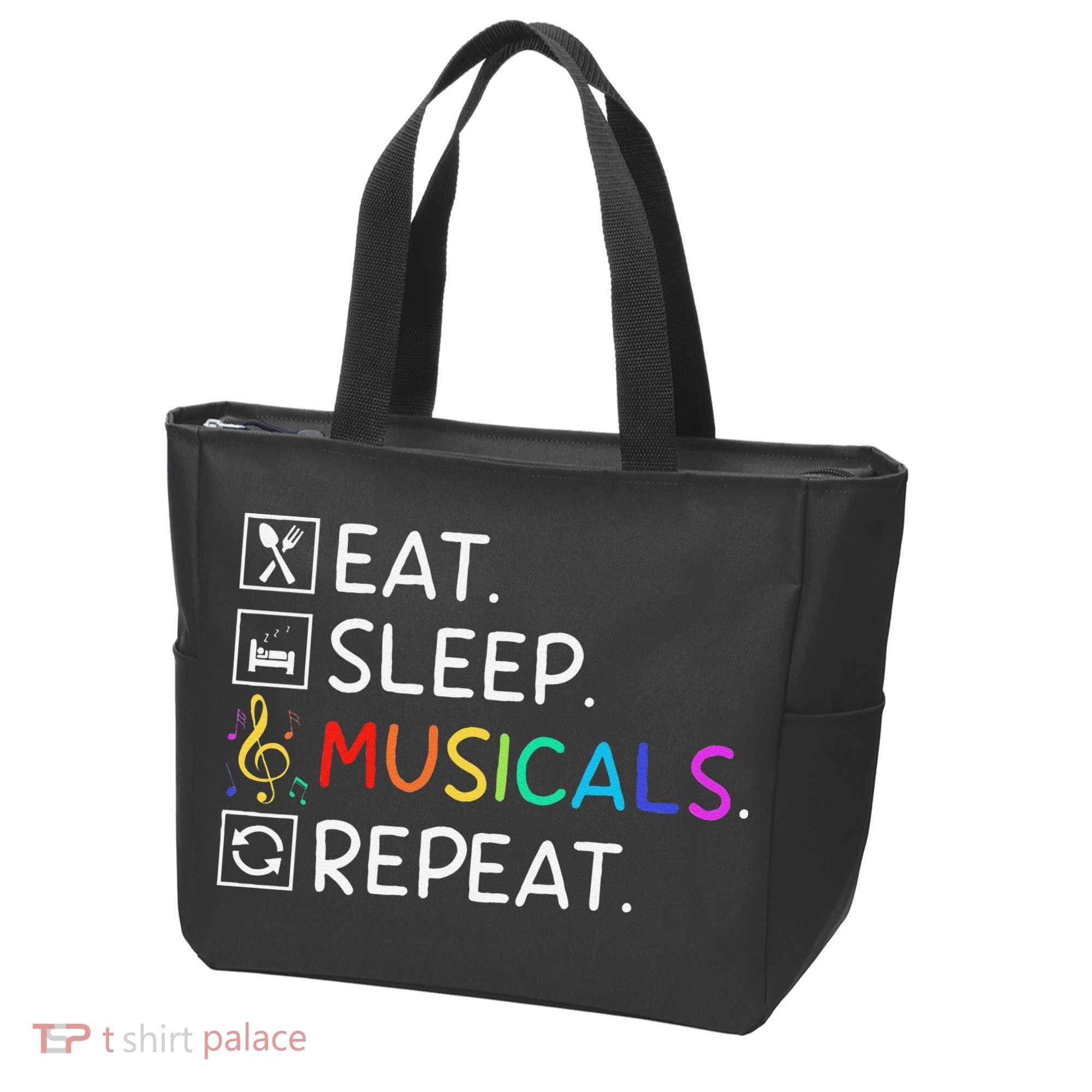 Eat Sleep Musicals Repeat Broadway Theater Novelty Tote Bag