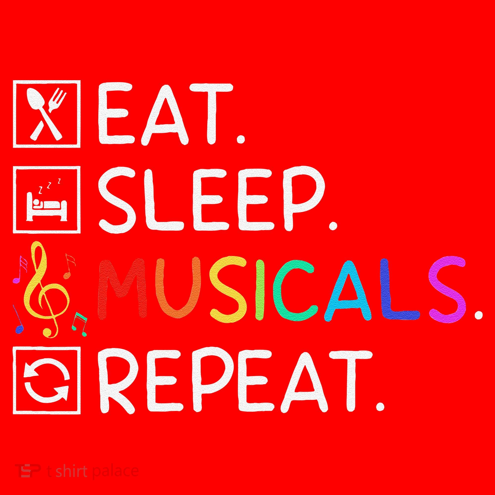 Eat Sleep Musicals Repeat Broadway Theater Novelty Santa Hat