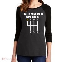 Endangered Species Manual Gearbox Stick Shift Women's Tri-Blend 3/4-Sleeve Raglan Shirt thumb 2