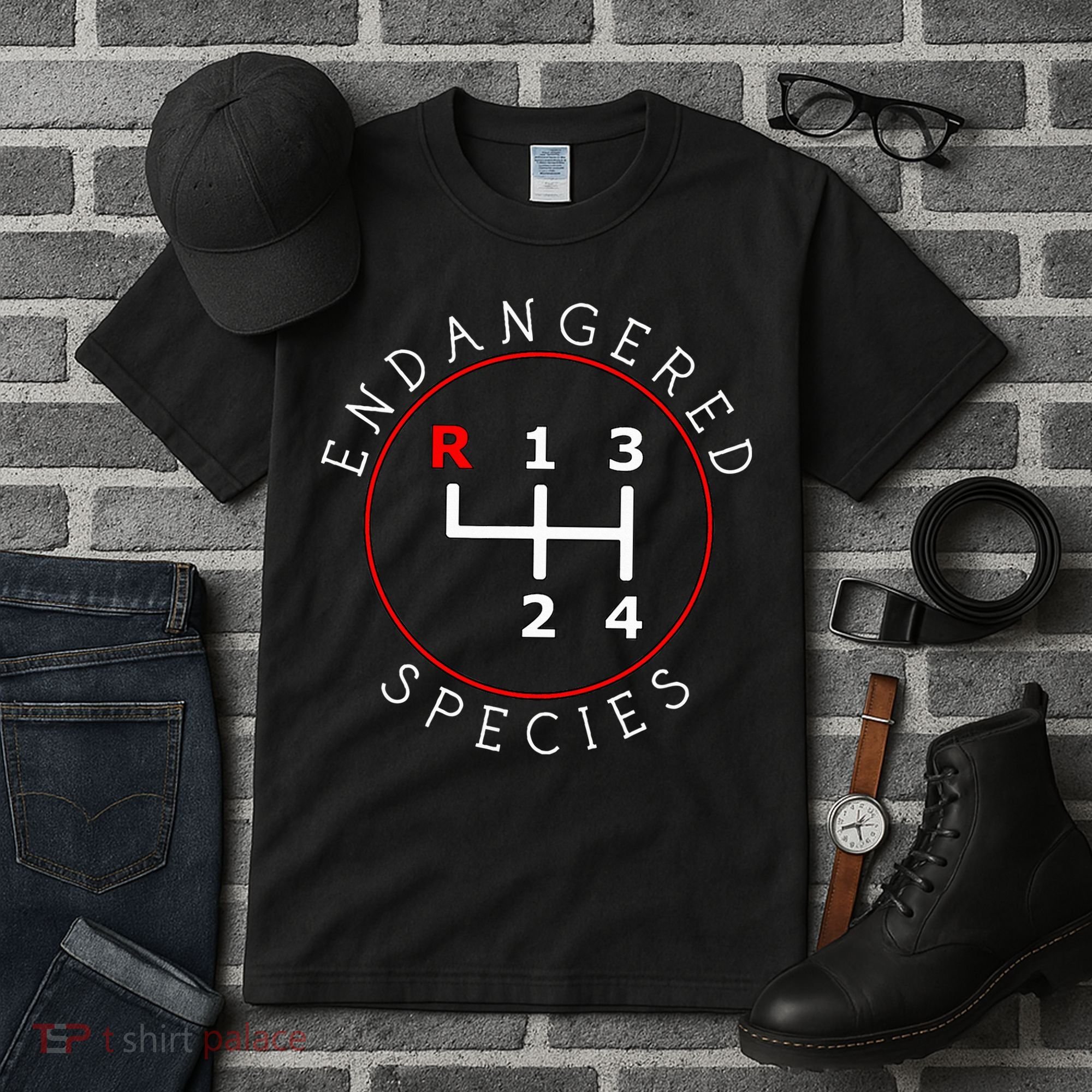 Endangered Species Manual Gearbox Stick Shift 4 Speed 1320 Tall T-Shirt