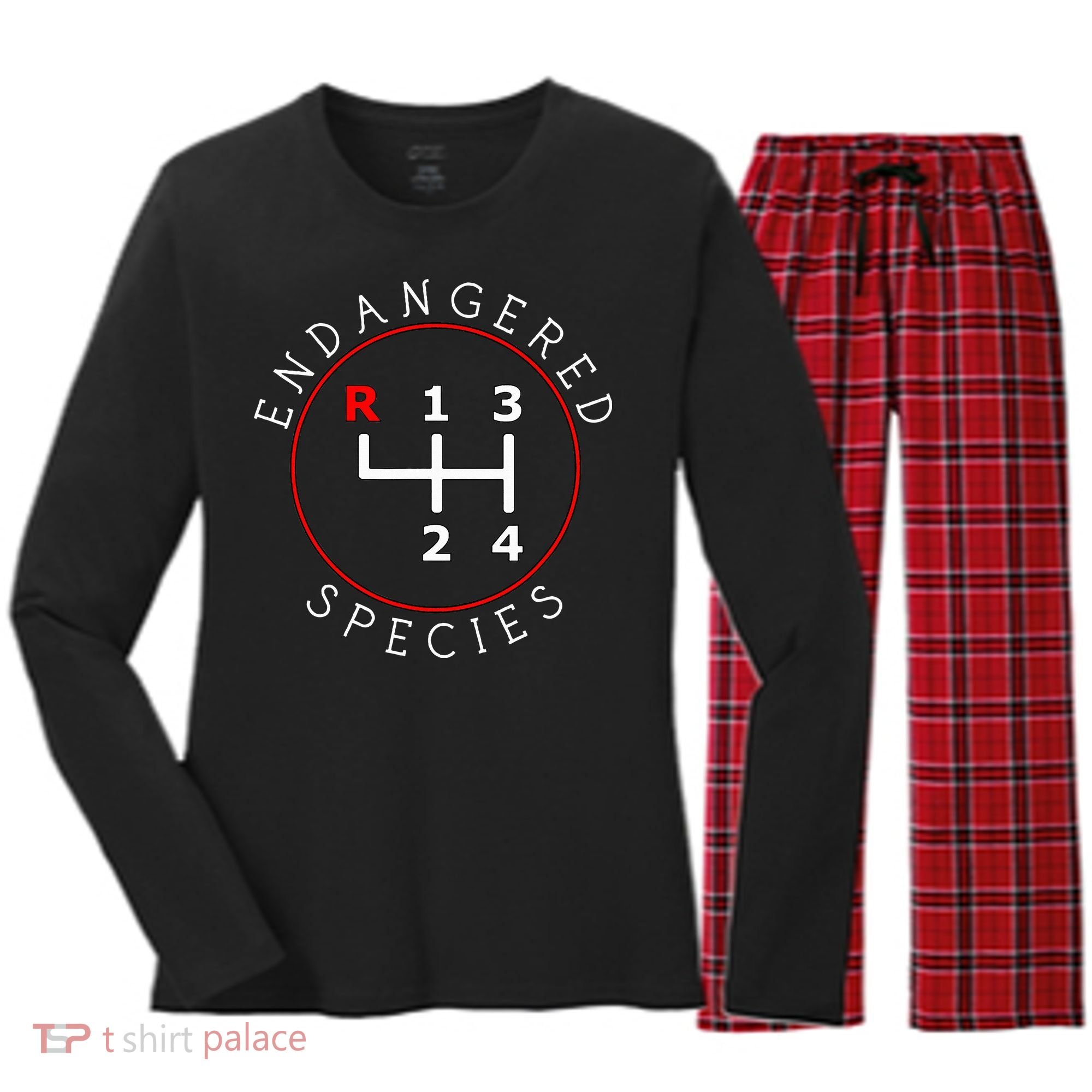 Endangered Species Manual Gearbox Stick Shift 4 Speed 1320 Women's Long Sleeve Flannel Pajama Set 