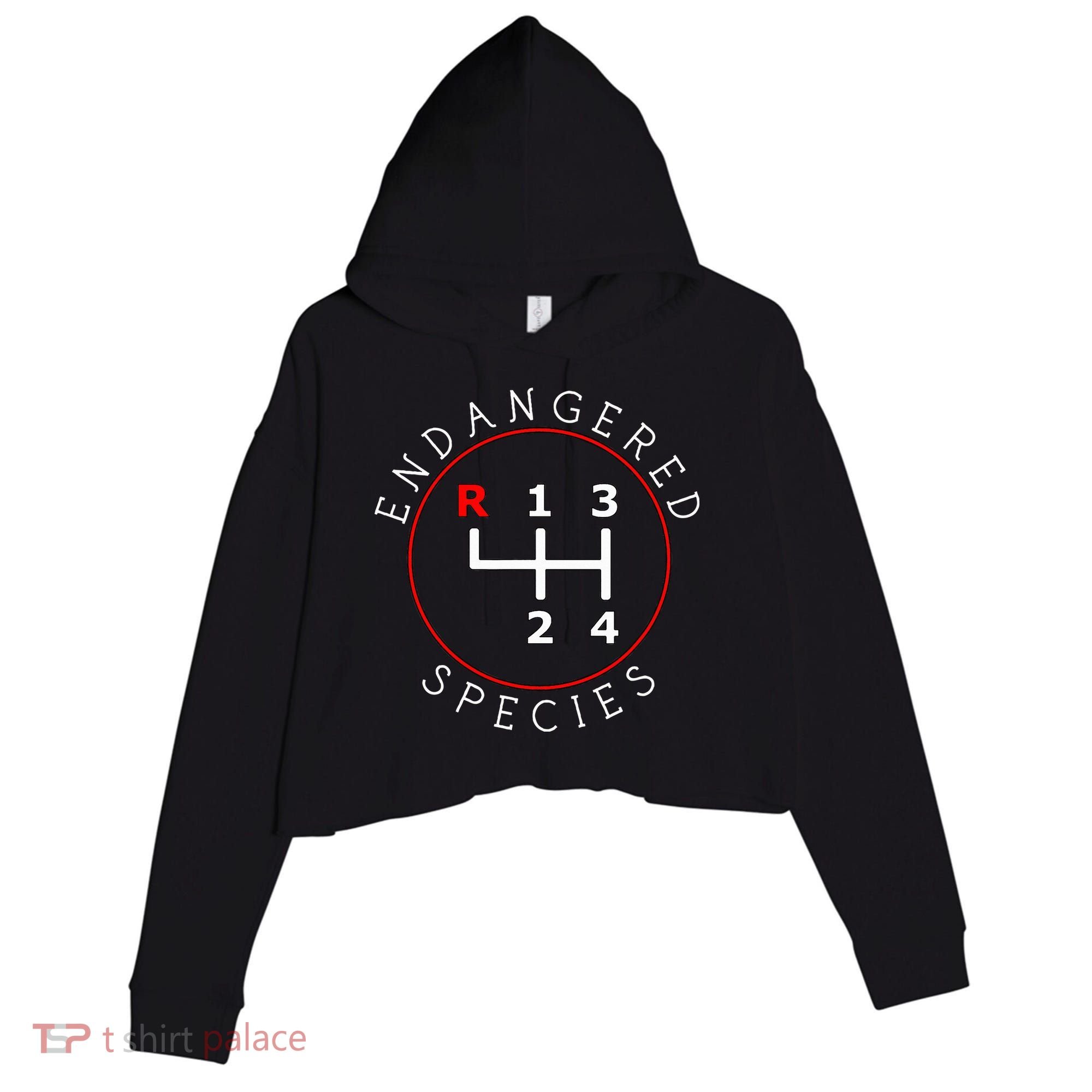 Endangered Species Manual Gearbox Stick Shift 4 Speed 1320 Crop Fleece Hoodie