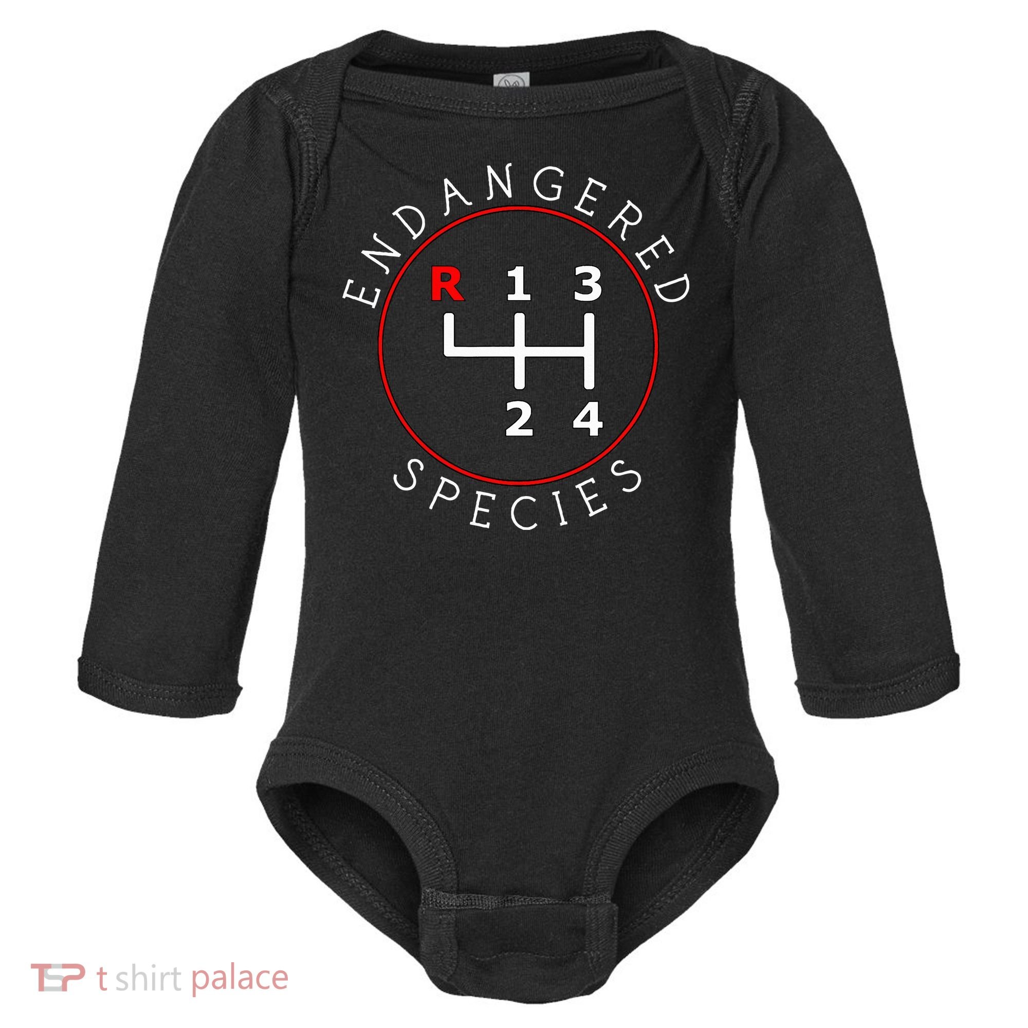 Endangered Species Manual Gearbox Stick Shift 4 Speed 1320 Baby Long Sleeve Bodysuit
