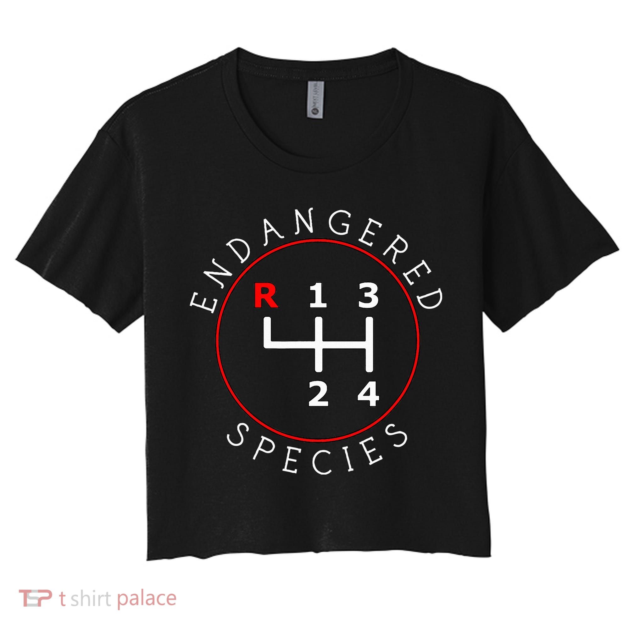 Endangered Species Manual Gearbox Stick Shift 4 Speed 1320 Women's Crop Top Tee