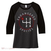 Endangered Species Manual Gearbox Stick Shift 4 Speed 1320 Women's Tri-Blend 3/4-Sleeve Raglan Shirt thumb 0
