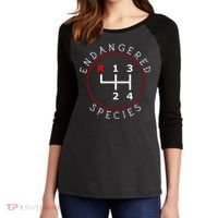 Endangered Species Manual Gearbox Stick Shift 4 Speed 1320 Women's Tri-Blend 3/4-Sleeve Raglan Shirt thumb 2