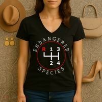 Endangered Species Manual Gearbox Stick Shift 4 Speed 1320 Women's V-Neck T-Shirt thumb 3