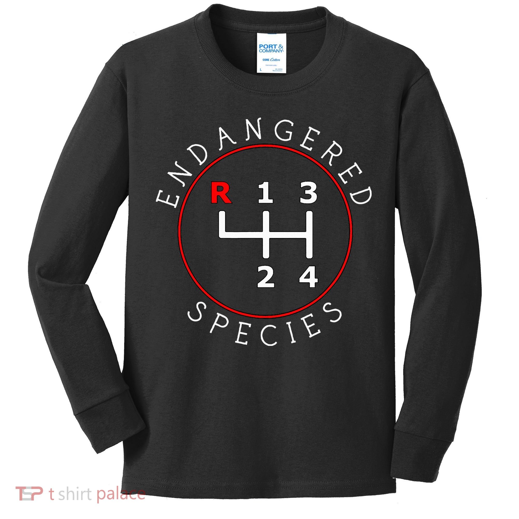 Endangered Species Manual Gearbox Stick Shift 4 Speed 1320 Kids Long Sleeve Shirt