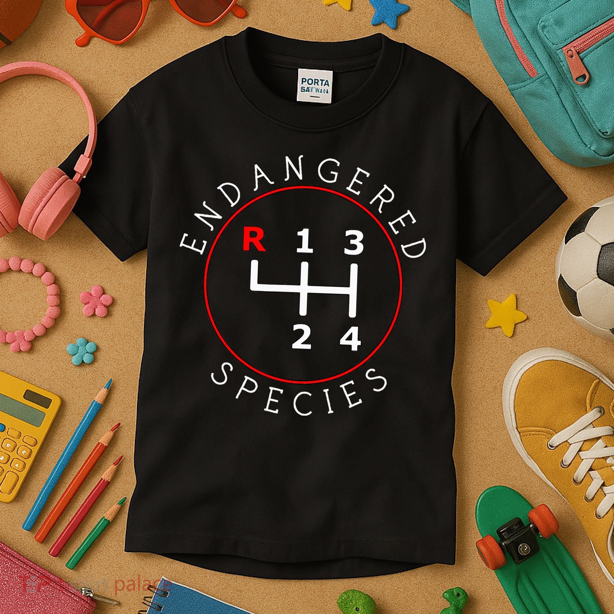 Endangered Species Manual Gearbox Stick Shift 4 Speed 1320 Kids T-Shirt