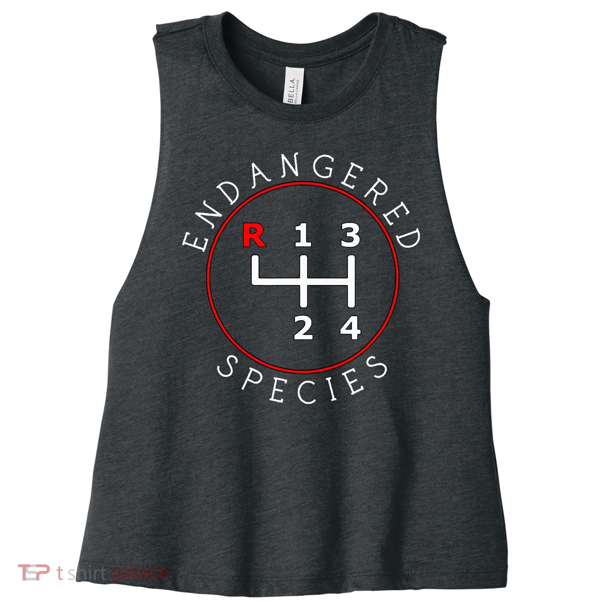 Endangered Species Manual Gearbox Stick Shift 4 Speed 1320 Women's Racerback Cropped Tank