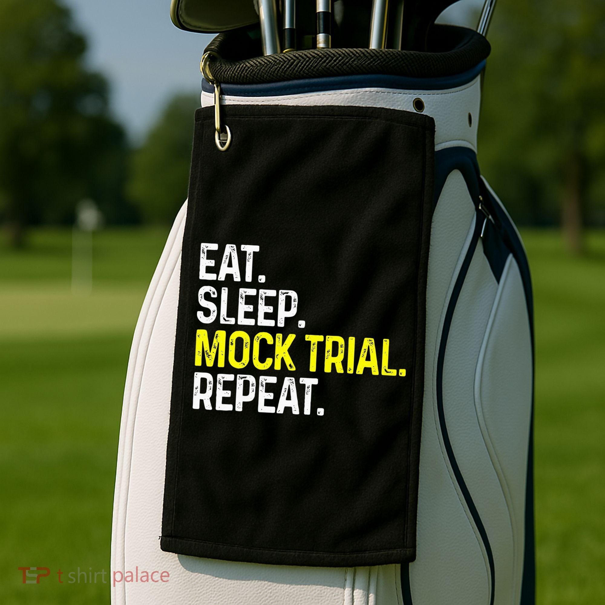 Eat Sleep Mock Trial Repeat Funny Lawyer Gift Golf Towel