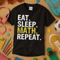 Eat Sleep Math Repeat Mathematics Gift Meaningful Gift Kids T-Shirt thumb 3