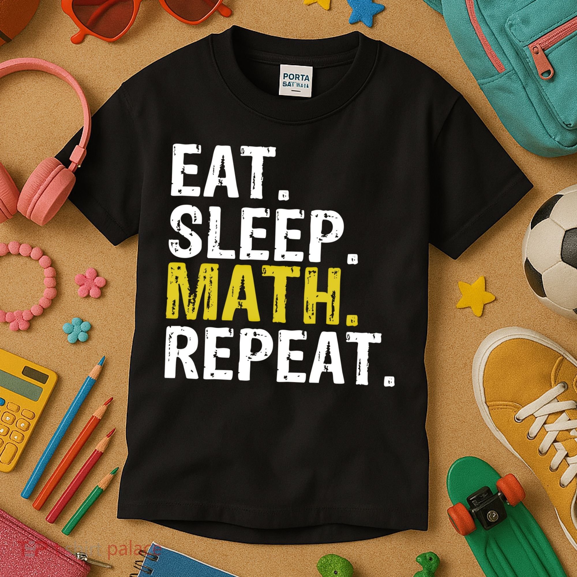 Eat Sleep Math Repeat Mathematics Gift Meaningful Gift Kids T-Shirt