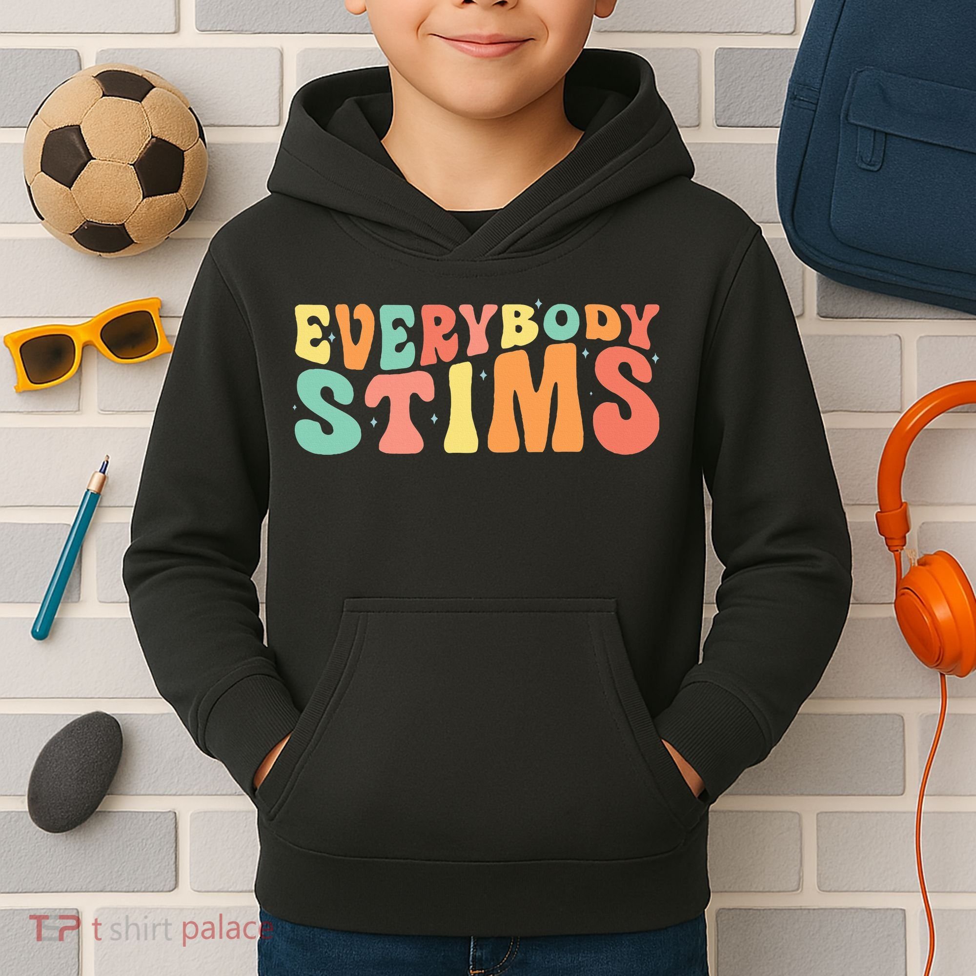 Everybody Stims Neurodiversity Acceptance SPED Teacher  Kids Hoodie