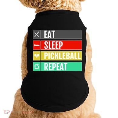 Eat Sleep Pickleball Repeat Funny Pickle Ball Doggie Tank
