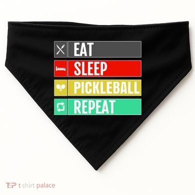 Eat Sleep Pickleball Repeat Funny Pickle Ball USA-Made Doggie Bandana