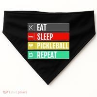 Eat Sleep Pickleball Repeat Funny Pickle Ball USA-Made Doggie Bandana thumb 0