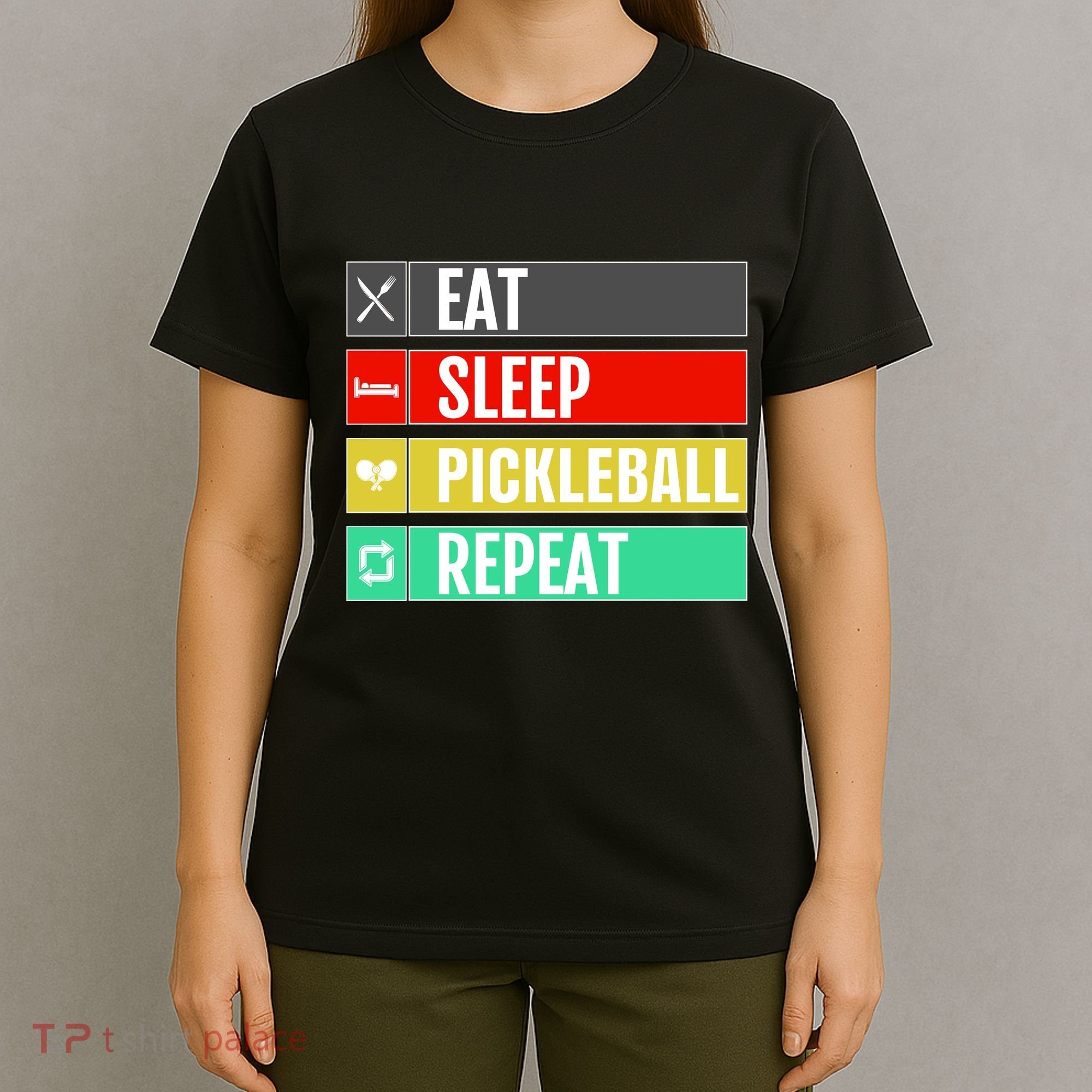Eat Sleep Pickleball Repeat Funny Pickle Ball T-Shirt