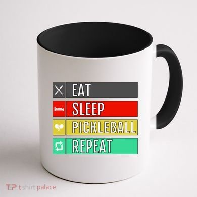 Eat Sleep Pickleball Repeat Funny Pickle Ball Coffee Mug back