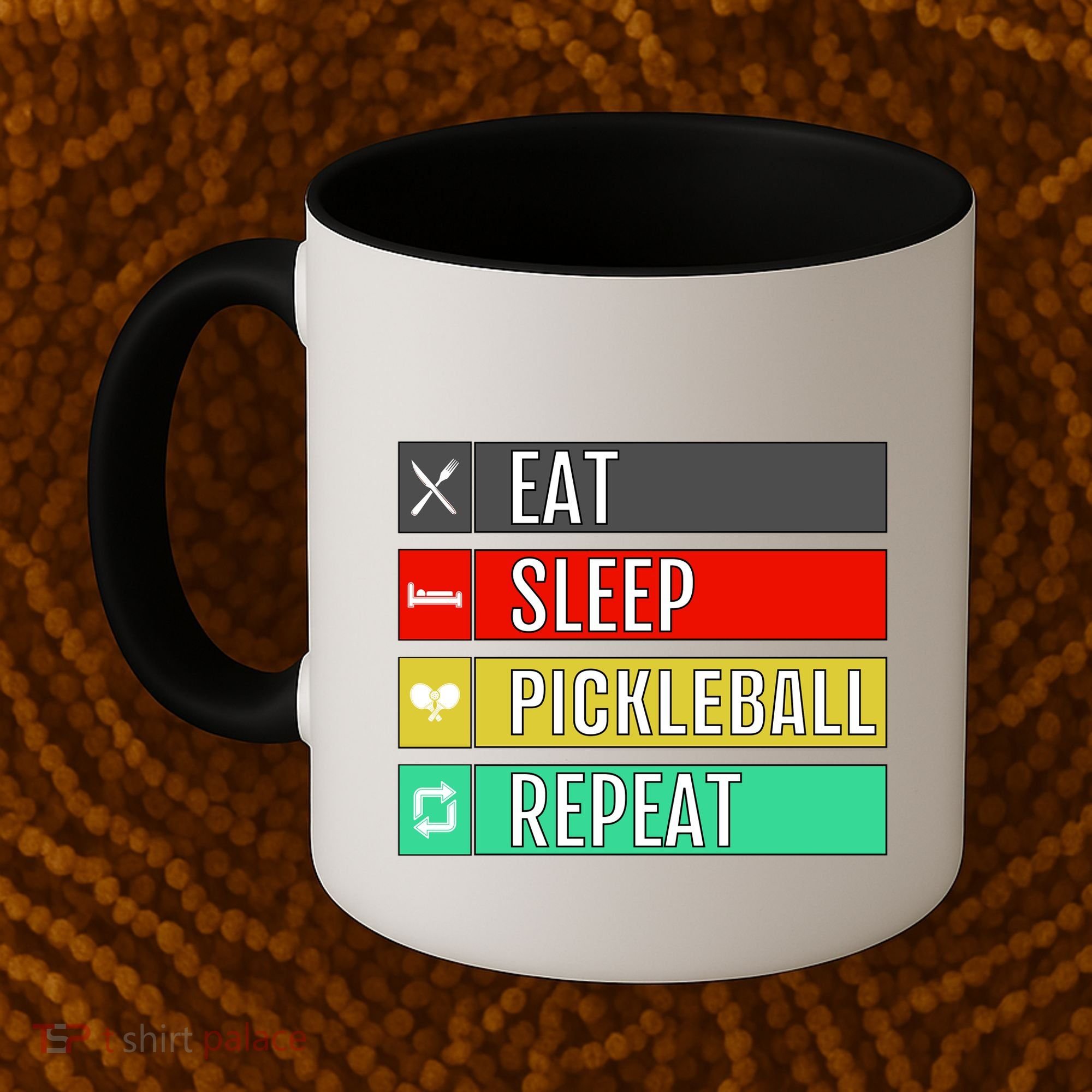 Eat Sleep Pickleball Repeat Funny Pickle Ball Coffee Mug