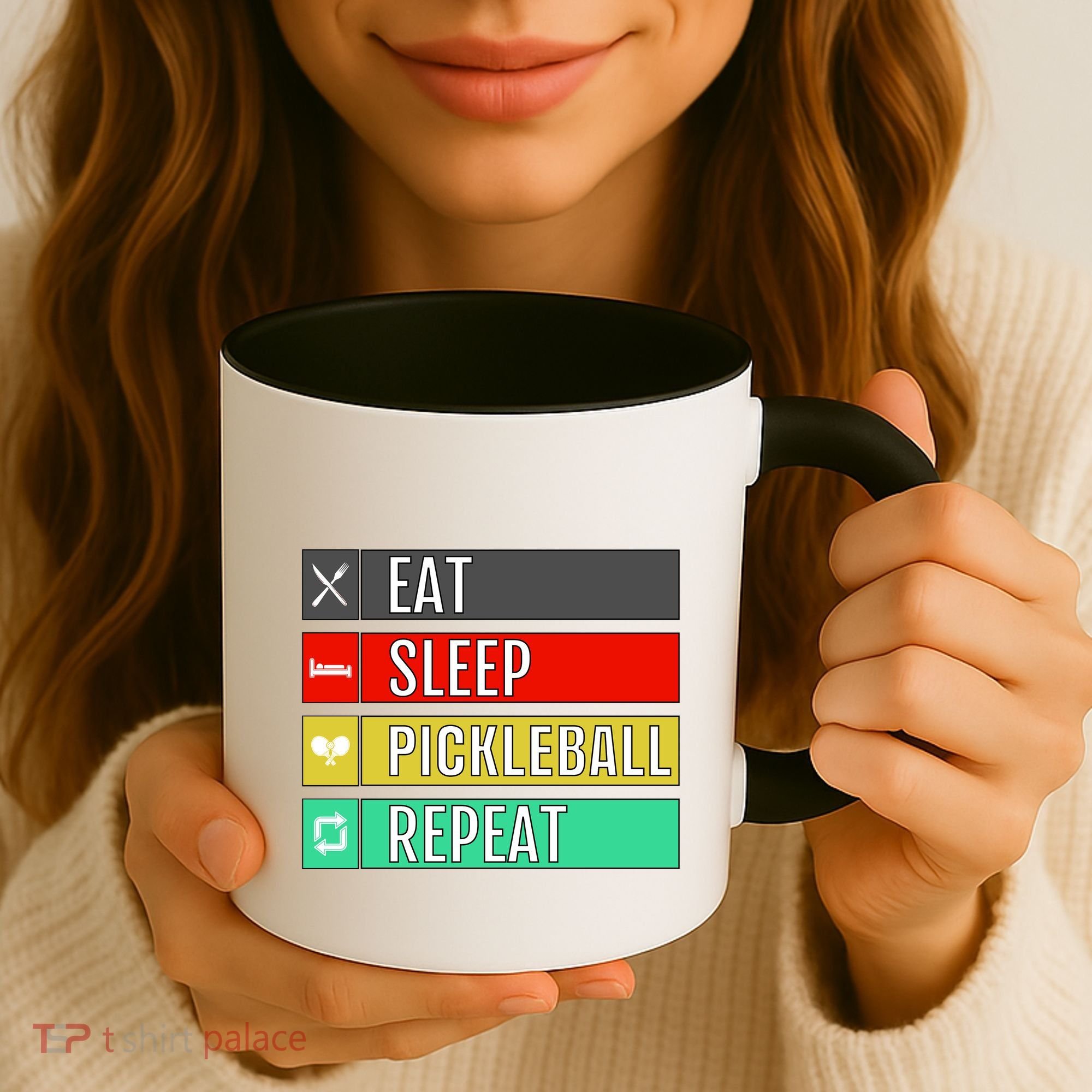 Eat Sleep Pickleball Repeat Funny Pickle Ball Coffee Mug