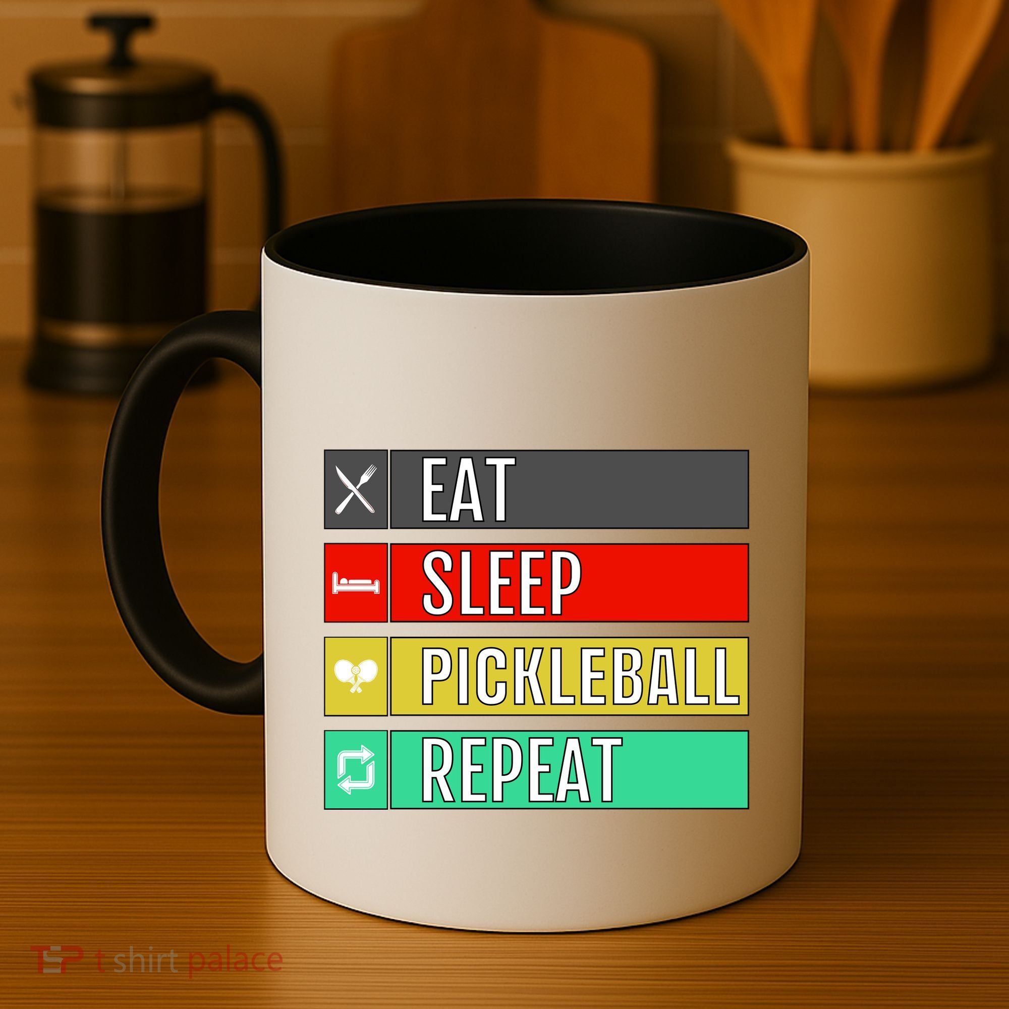 Eat Sleep Pickleball Repeat Funny Pickle Ball Coffee Mug