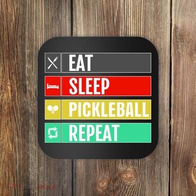 Eat Sleep Pickleball Repeat Funny Pickle Ball Coaster
