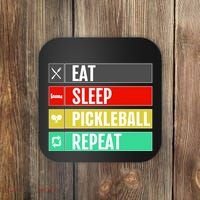 Eat Sleep Pickleball Repeat Funny Pickle Ball Coaster thumb 0