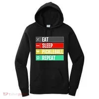 Eat Sleep Pickleball Repeat Funny Pickle Ball Women's Hoodie thumb 0