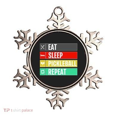 Eat Sleep Pickleball Repeat Funny Pickle Ball Ornament