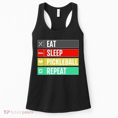 Eat Sleep Pickleball Repeat Funny Pickle Ball Women's Tank Top