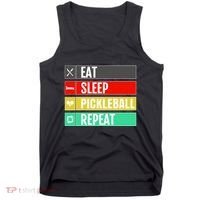 Eat Sleep Pickleball Repeat Funny Pickle Ball Tank Top thumb 0