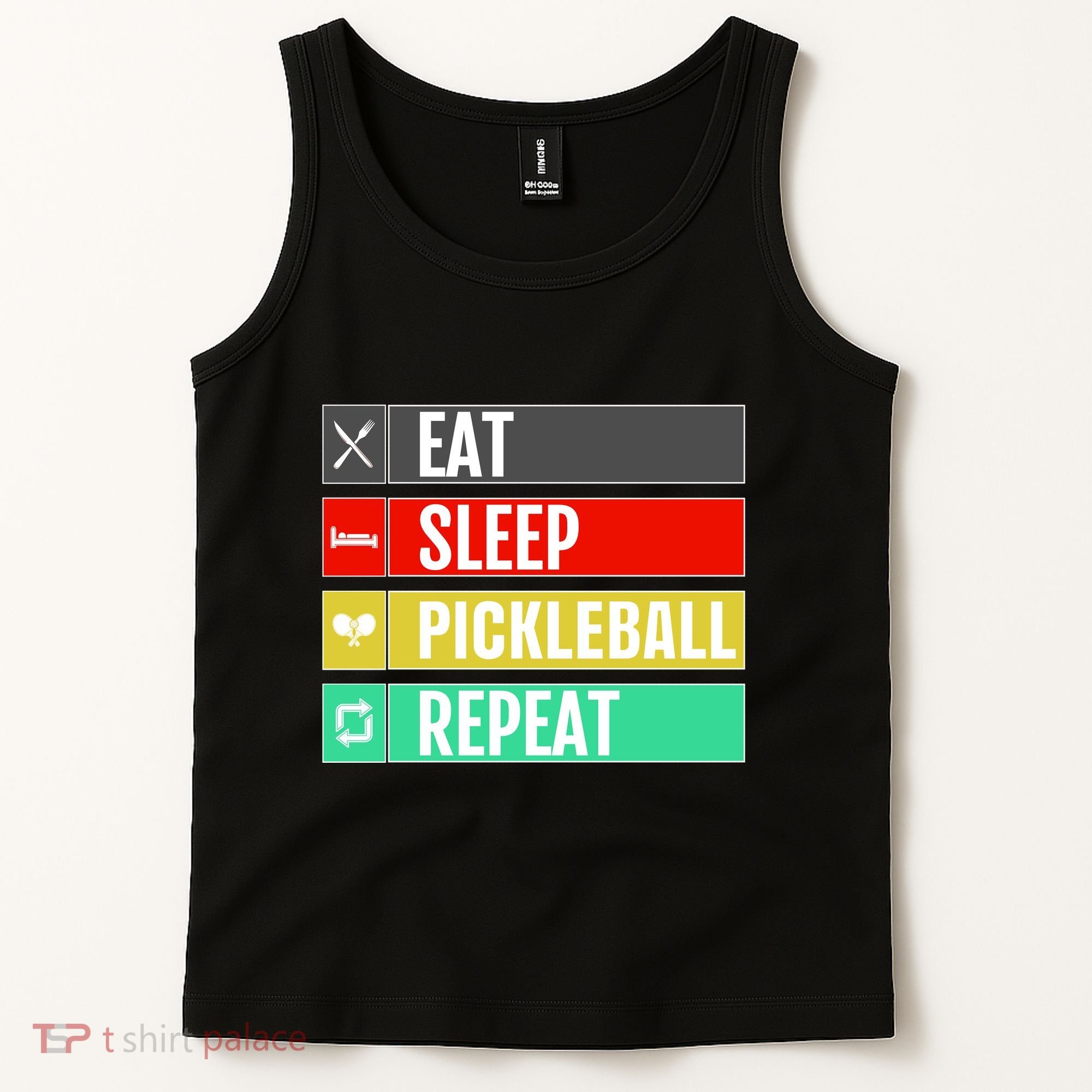 Eat Sleep Pickleball Repeat Funny Pickle Ball Tank Top